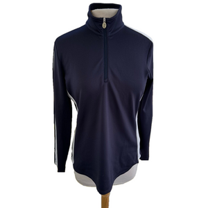 Greg Norman 1/4 Zip Medium Pullover Navy White Play Dry Long Sleeve
